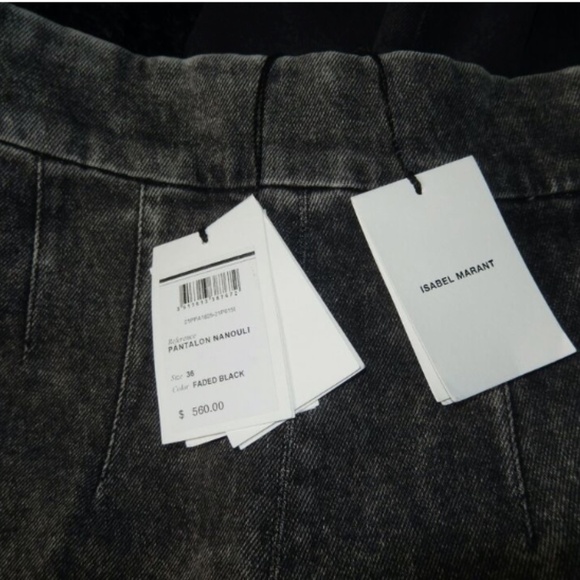 Isabel Marant Pantalon Nanouli Faded Black High Waist Acid Wash Jegging Jeans 36 - Picture 4 of 7